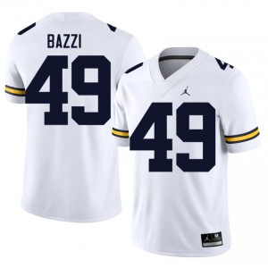 Durable Adam Bazzi #49 Wolverines White Jersey | Men University Football Stitched Fan Gear 49001312