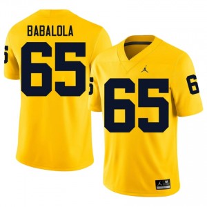 UMich Andrew Babalola #65 Maize Jersey | Genuine Embroidery NCAA Football Men Apparel 83421692