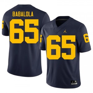 Navy Andrew Babalola #65 Michigan Wolverines Jersey | Men High School Football Licensed Stitch 73792309