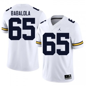 #65 Andrew Babalola UM Wolverines White Jersey | Elite Stitched Men Player Football Gear 99256343