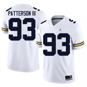 White Benny Patterson III #93 U-M Jersey | Men High School Football Moisture Wicking Stitched 83337975