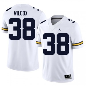 Wolverines Bryce Wilcox #38 White Jersey | Pro Cut Stitched NCAA Football Men Apparel 78820688