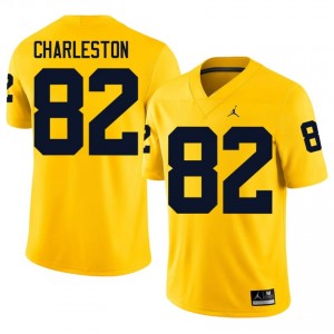 Michigan C.J. Charleston #82 Maize Jersey | Pro Cut Embroidery NCAA Football Men Apparel 36961263