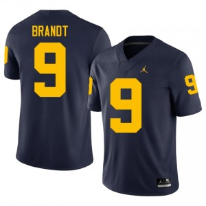 Durable Cameron Brandt #9 U-M Navy Jersey | Men University Football Swen Fan Gear 92072537