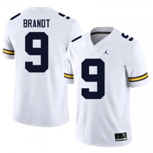 White Cameron Brandt #9 Michigan Wolverines Jersey | Men High School Football Moisture Wicking Stitched 38766120