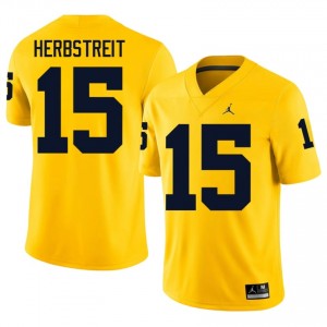 Officially Licensed Chase Herbstreit #15 UM Wolverines Maize Jersey | Men University Football Embroidery Fan Gear 54527020