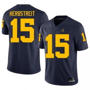 Michigan Wolverines Chase Herbstreit #15 Navy Jersey | Genuine Stitch NCAA Football Men Apparel 48689165