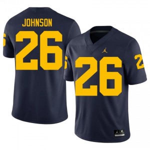 #26 Donovan Johnson UMich Navy Jersey | Elite Swen Men Player Football Gear 87086347