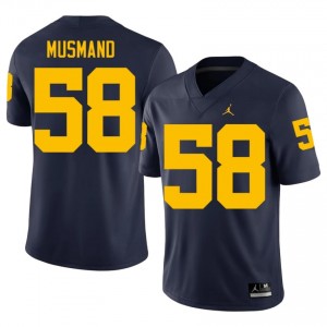 #58 Eli Musmand UM Wolverines Navy Jersey | Authentic Stitch Men Player Football Gear 31521867