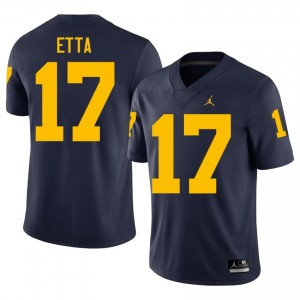 Officially Licensed Enow Etta #17 UMich Navy Jersey | Men University Football Stitch Fan Gear 95911722