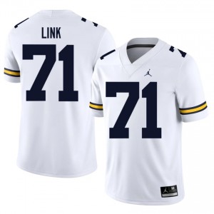 White Evan Link #71 Michigan Wolverines Jersey | Men High School Football Fresh Stitched 78234352