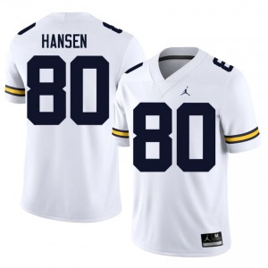 White Hogan Hansen #80 Wolverines Jersey | Men High School Football Licensed Stitched 30348225