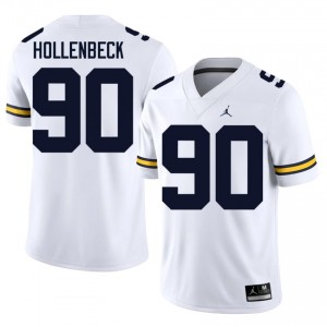 Hudson Hollenbeck #90 UMich Jersey | Iconic White College Football Men Stitched 37496350