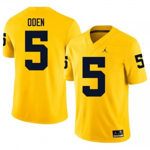 Durable Jacob Oden #5 Wolverines Maize Jersey | Men University Football Embroidery Fan Gear 76728027