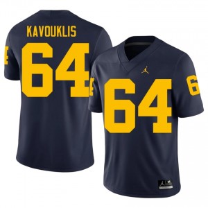 Durable James Kavouklis #64 UMich Navy Jersey | Men University Football Swen Fan Gear 70096109