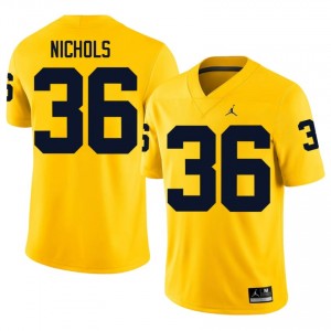 Maize Joshua Nichols #36 Wolverines Jersey | Men High School Football Licensed Embroidery 97247411