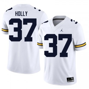 #37 Julius Holly Michigan Wolverines White Jersey | Elite Stitched Men Player Football Gear 78285969