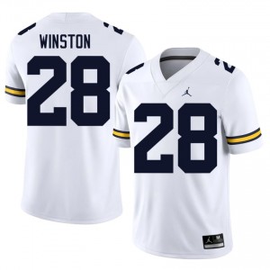 Kainoa Winston #28 UM Wolverines Jersey | Exclusive White College Football Men Stitched 33165627