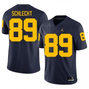 #89 Kaleb Schlecht Michigan Navy Jersey | Authentic Stitch Men Player Football Gear 86858846