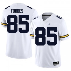 Officially Licensed Logan Forbes #85 Michigan White Jersey | Men University Football Stitched Fan Gear 70834403