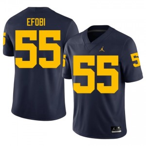 Elite Thread Nathan Efobi #55 U-M Navy Jersey | Men University Football Stitch Fan Gear 28317708
