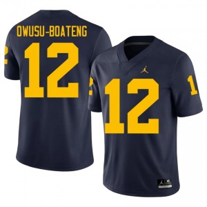 #12 Nathaniel Owusu-Boateng UM Wolverines Navy Jersey | Classic Swen Men Player Football Gear 31446650