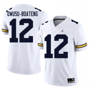 UMich Nathaniel Owusu-Boateng #12 White Jersey | Pro Cut Stitched NCAA Football Men Apparel 25923105
