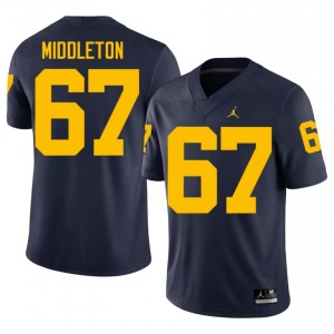 Michigan Trent Middleton #67 Navy Jersey | Genuine Stitch NCAA Football Men Apparel 52688336