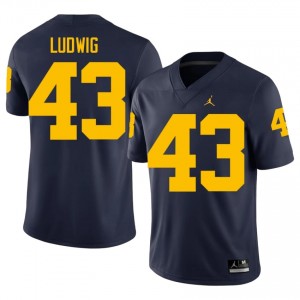 #43 Zach Ludwig Michigan Wolverines Navy Jersey | Alumni Stitch Men Player Football Gear 99387550