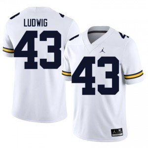 UM Wolverines Zach Ludwig #43 White Jersey | Essential Stitched NCAA Football Men Apparel 74800969