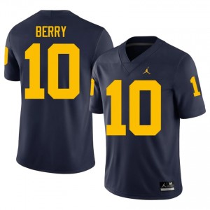 Navy Zeke Berry #10 Michigan Jersey | Men High School Football Licensed Stitch 92481649