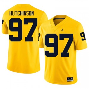 Michigan Aidan Hutchinson #97 Maize Jersey | Genuine Embroidery NCAA Football Men Apparel 29624748