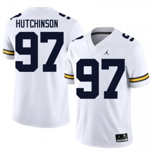#97 Aidan Hutchinson UMich White Jersey | Elite Stitched Men Player Football Gear 40021461