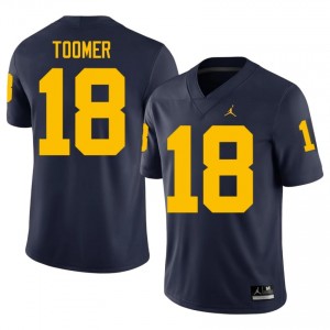 #18 Amani Toomer UMich Navy Jersey | Authentic Stitch Men Player Football Gear 44698705