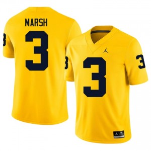 Maize Andrew Marsh #3 UMich Jersey | Men High School Football Moisture Wicking Embroidery 30834534