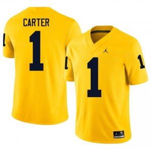 #1 Anthony Carter UM Wolverines Maize Jersey | Authentic Embroidery Men Player Football Gear 20564472