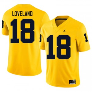 UMich Colston Loveland #18 Maize Jersey | Pro Cut Embroidery NCAA Football Men Apparel 98198752