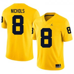 Elite Thread Dominic Nichols #8 UM Wolverines Maize Jersey | Men University Football Embroidery Fan Gear 51453902
