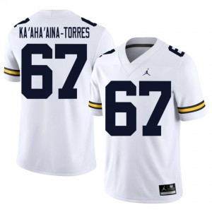 Top-Tier Houston Ka'aha'aina-Torres #67 Wolverines White Jersey | Men University Football Stitched Fan Gear 72583180