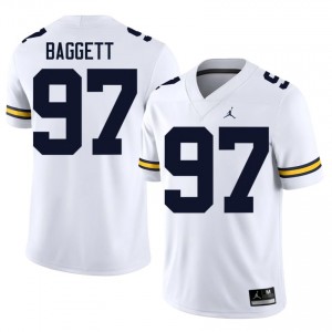 White Jacob Baggett #97 Wolverines Jersey | Men High School Football Moisture Wicking Stitched 89841965