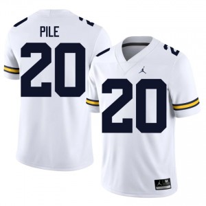 #20 Jaylen Pile U-M White Jersey | Elite Stitched Men Player Football Gear 38829495