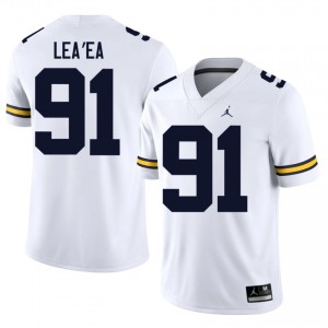 Elite Thread Jonah Lea'ea #91 UM Wolverines White Jersey | Men University Football Stitched Fan Gear 29268337