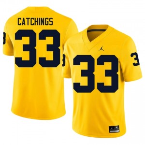 Michigan Wolverines Kaden Catchings #33 Maize Jersey | Pro Cut Embroidery NCAA Football Men Apparel 72326151