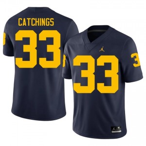 Navy Kaden Catchings #33 U-M Jersey | Men High School Football Moisture Wicking Stitch 98352474
