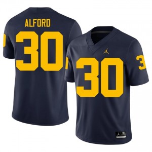Top-Tier Max Alford #30 Michigan Wolverines Navy Jersey | Men University Football Swen Fan Gear 65992247
