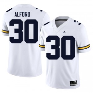 White Max Alford #30 UM Wolverines Jersey | Men High School Football Licensed Stitched 60787263