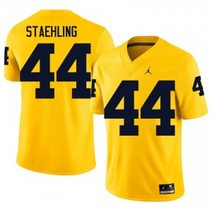 Elite Thread Nathaniel Staehling #44 Michigan Maize Jersey | Men University Football Embroidery Fan Gear 35799851