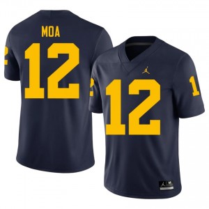 Elite Thread Salesi Moa #12 UMich Navy Jersey | Men University Football Stitch Fan Gear 70665758