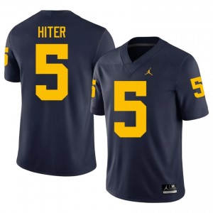 Navy Savion Hiter #5 Michigan Jersey | Men High School Football Moisture Wicking Stitch 90833305