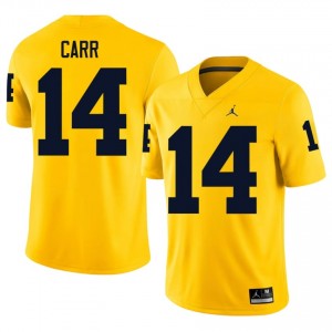 Durable Tommy Carr #14 U-M Maize Jersey | Men University Football Embroidery Fan Gear 63842351